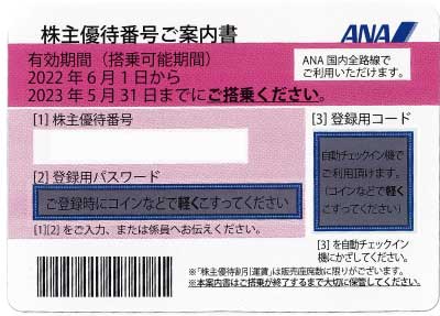 ANA株主優待券 (2022年6月1日～2023年5月31日)  ピンク