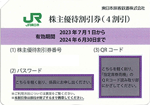 JR東日本株主優待券(2023年7月1日～2024年6月30日)