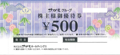 サガミホールディングス 株主優待 500円×30枚綴り