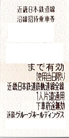 近畿日本鉄道 株主優待乗車証(有効期限11月・12月末迄)